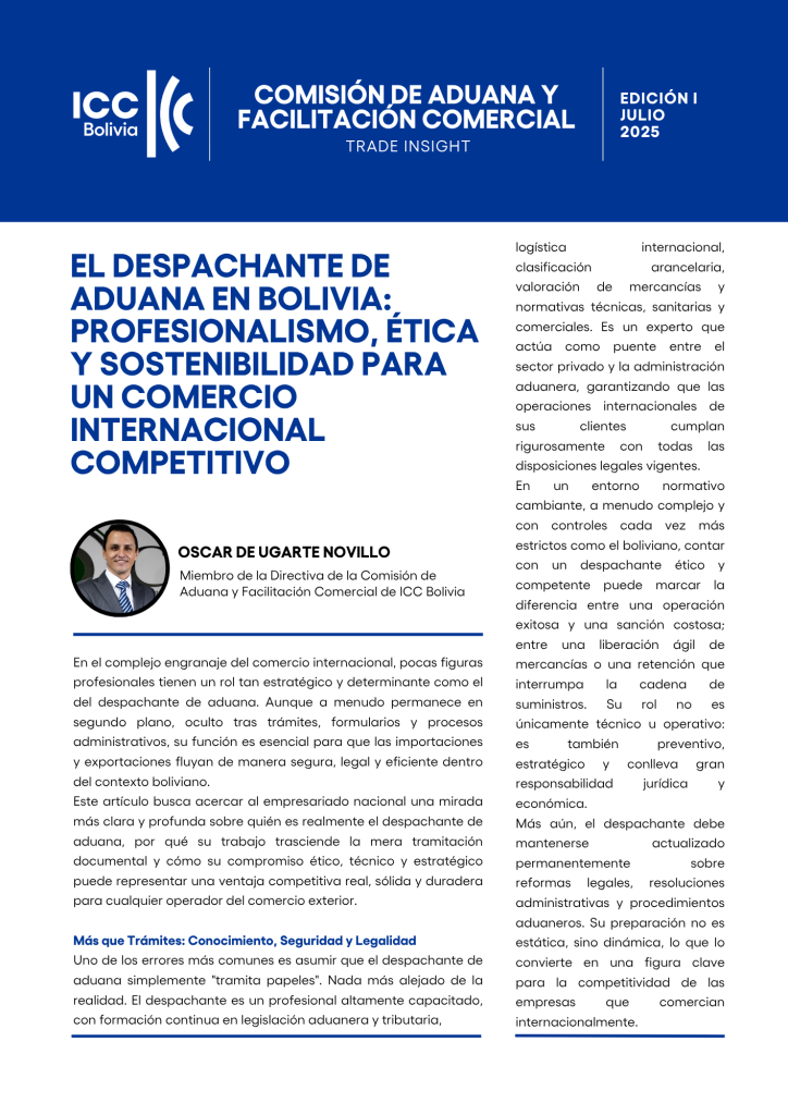 Trade Insight 01 – El Despachante de Aduana en Bolivia: Profesionalismo ...