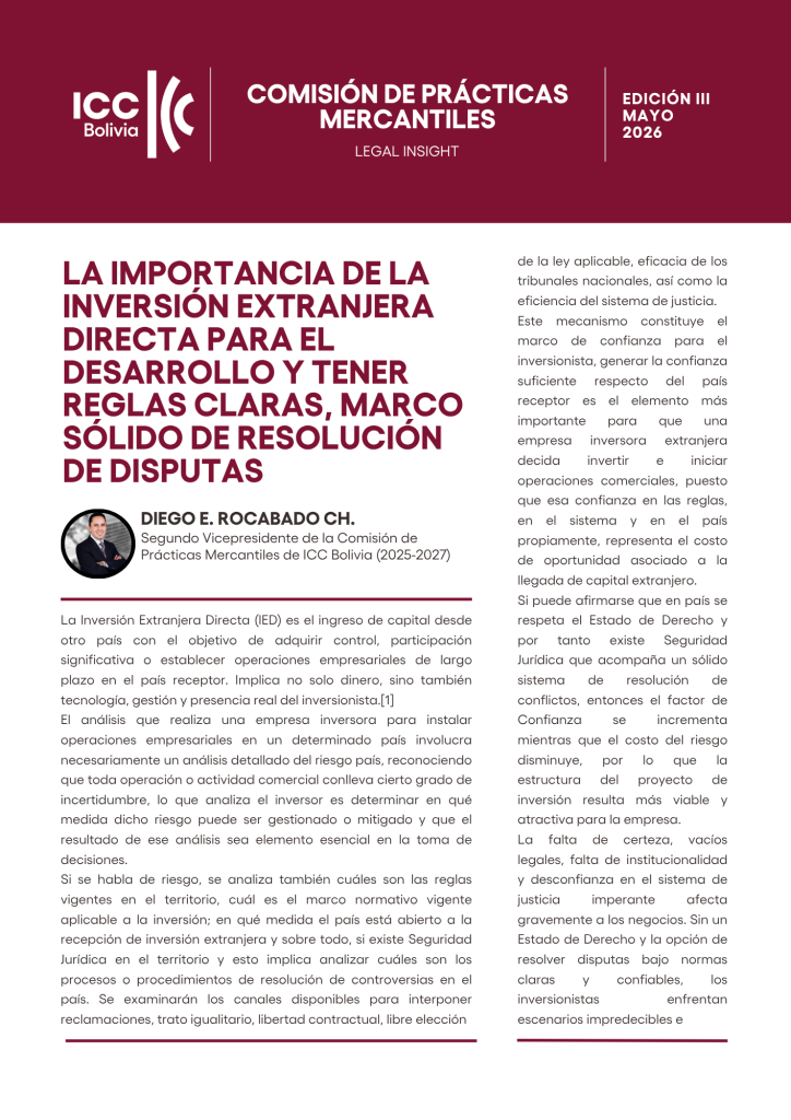 La importancia de la inversión extranjera directa para el desarrollo y tener reglas claras, marco sólido de resolución de disputas